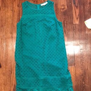 Loft Sleeveless Teal Lace Dress